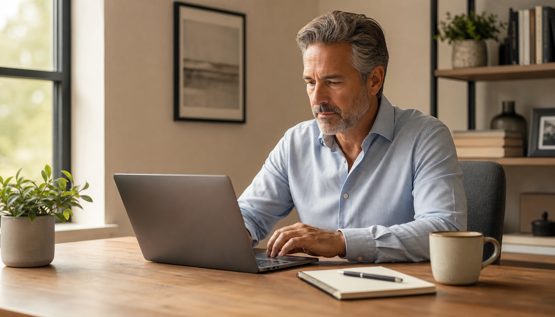 Man sitting at Desk in Home Office